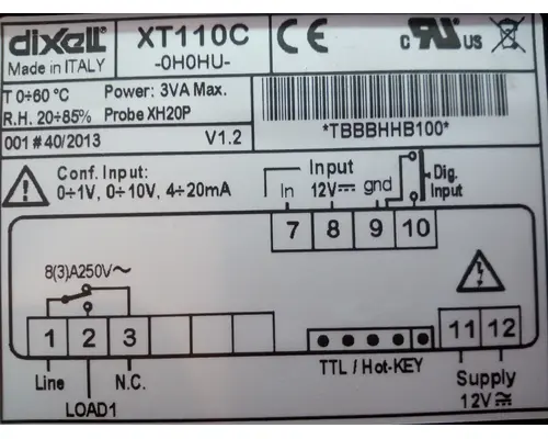 Digitális termosztát Dixell XT 110C 12v